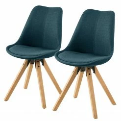 Mørteens Chaises capitonnées Aledas II - Tissu Cors: Bleu jean - Lot de 2