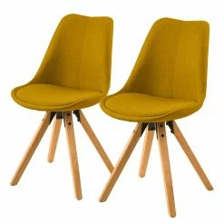 Mørteens Chaises capitonnées Aledas II - Tissu Cors: Jaune curry - Lot de 2