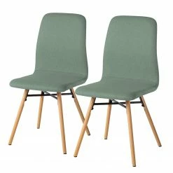 Mørteens Chaises capitonnées Daleras - Tissu Cors: Gris menthe - Lot de 2