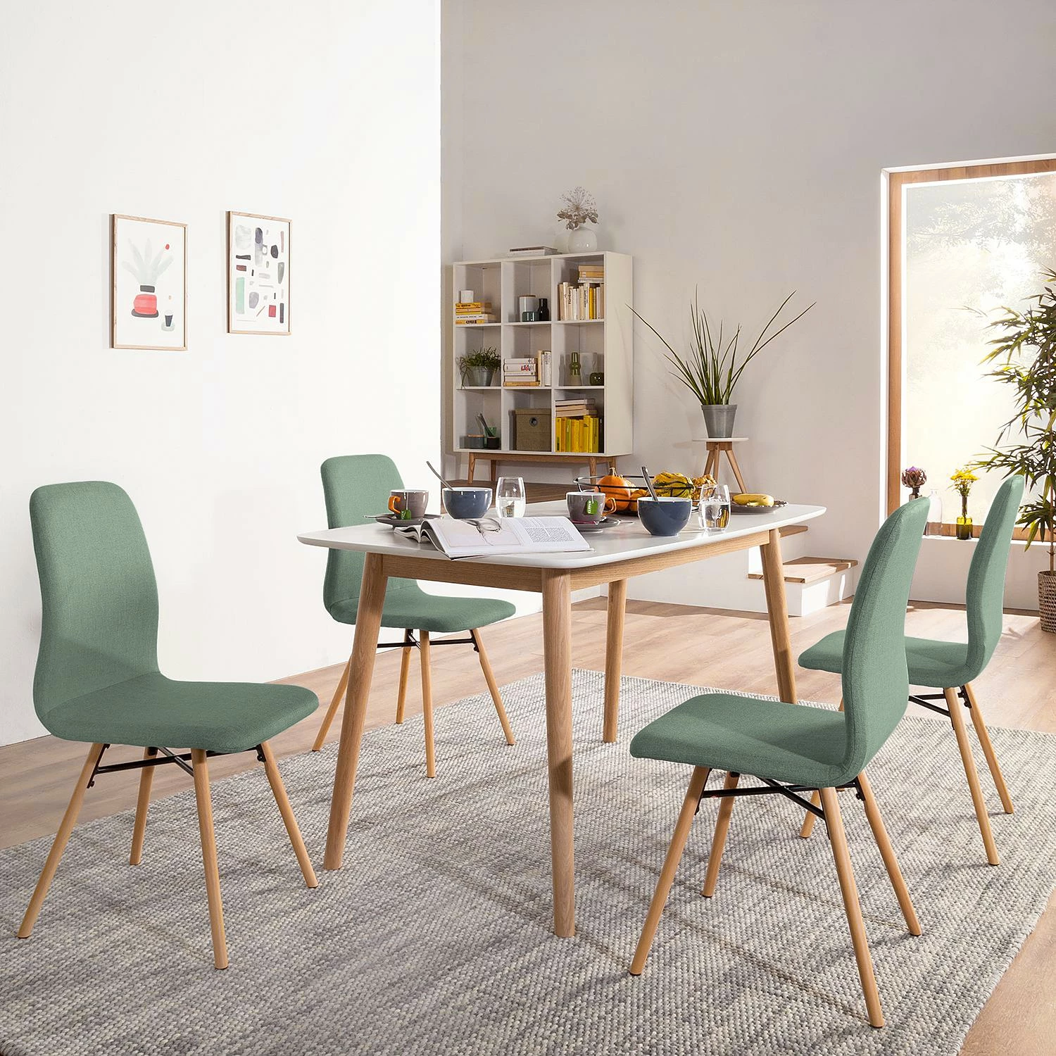 Mørteens Chaises capitonnées Daleras - Tissu Cors: Gris menthe - Lot de 2 4 Mørteens Chaises capitonnées Daleras - Tissu Cors: Gris menthe - Lot de 2 – Image 2