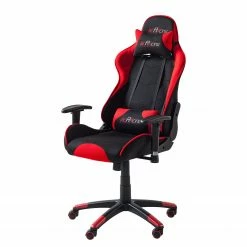 Home24office Fauteuil gamer mcRacing I - Tissu - Noir / Rouge