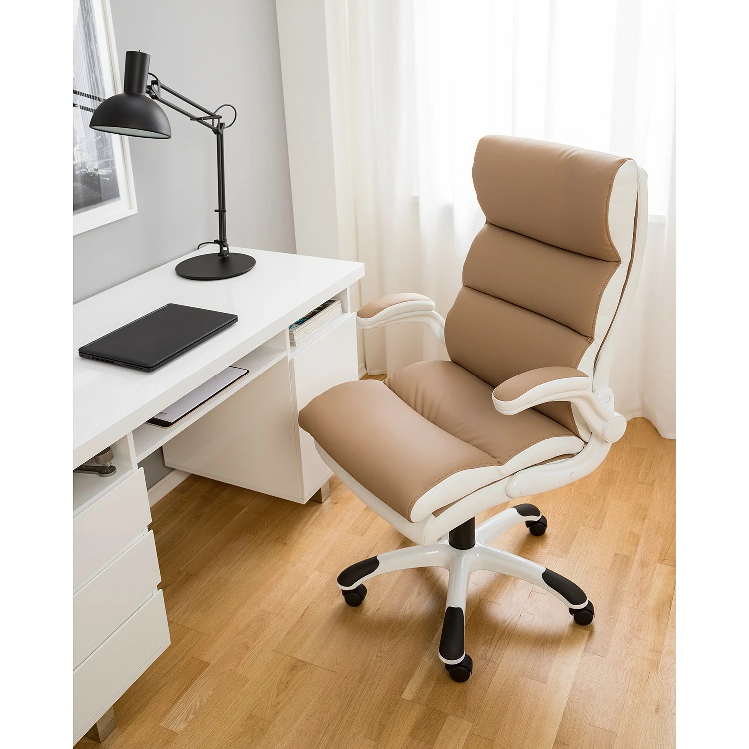 Home24office Fauteuil de direction Loipo II - Imitation cuir - Macchiato / Blanc 6 Home24office Fauteuil de direction Loipo II - Imitation cuir - Macchiato / Blanc – Image 4