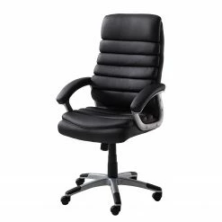 Home24office Fauteuil de direction Hatley - Imitation cuir - Noir