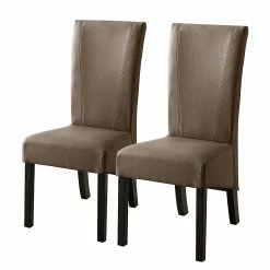 Ars Natura Chaises Karlsborg (lot de 2) - Cuir synthétique cappuccino / Hêtre marron foncé