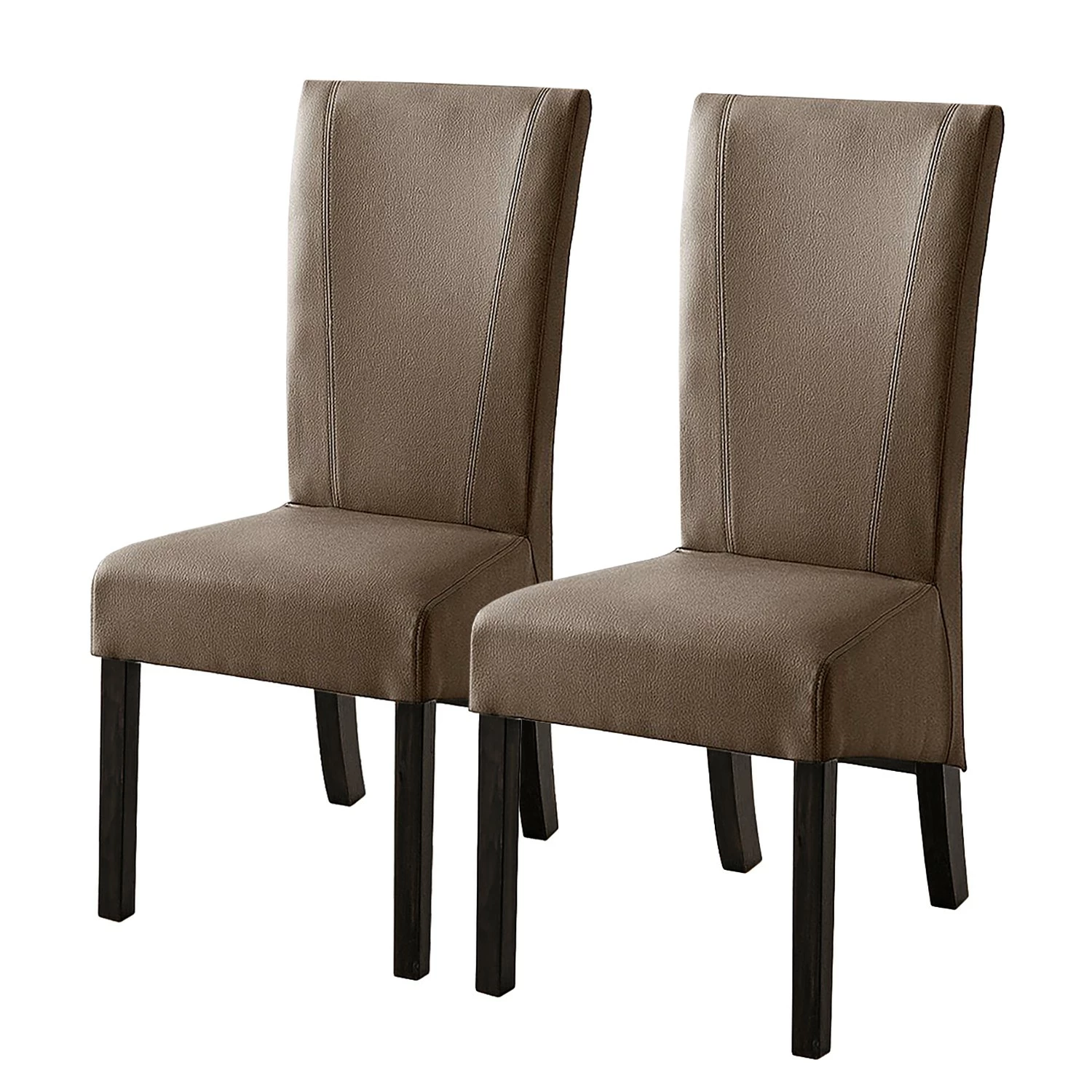 Ars Natura Chaises Karlsborg (lot de 2) - Cuir synthétique cappuccino / Hêtre marron foncé 3 Ars Natura Chaises Karlsborg (lot de 2) - Cuir synthétique cappuccino / Hêtre marron foncé