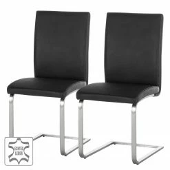 Fredriks Chaises cantilever Augusta I (lot de 2) - Cuir Aude: Noir - Sans accoudoirs -Chaises Boutique 1000064492 190617 12534600002 ICON GALLERYIMAGES P000000001000064492 icon seal
