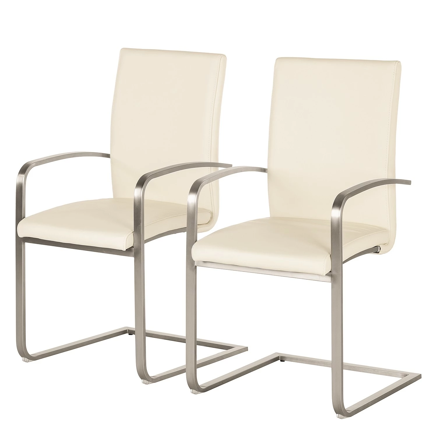 Fredriks Chaises cantilever Augusta I (lot de 2) - Cuir Aude: Créme - Avec accoudoirs 3 Fredriks Chaises cantilever Augusta I (lot de 2) - Cuir Aude: Créme - Avec accoudoirs