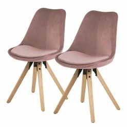 Mørteens Chaises capitonnées Aledas IV - Rose vieilli - Beige - Lot de 2