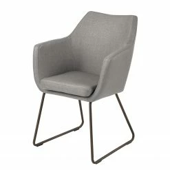 Mørteens Chaise à accoudoirs Nicholas IV - Tissu / Métal - Granit / gris-brun antique