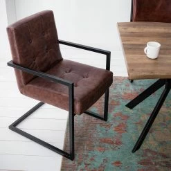 Ars manufacti Chaise cantilever - Imitation cuir / Métal - Marron / Noir -Chaises Boutique 1000114113 210212 13374000002 MOOD DETAILS P000000001000114113 mood