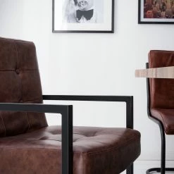 Ars manufacti Chaise cantilever - Imitation cuir / Métal - Marron / Noir -Chaises Boutique 1000114113 210212 13374200003 DETAILS P000000001000114113