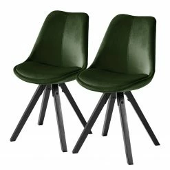Mørteens Chaises capitonnées Aledas IV - Vert foncé - Noir - Lot de 2