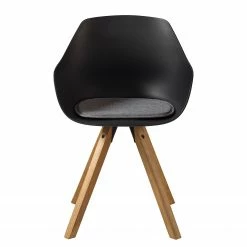 Mørteens Chaises à accoudoirs Skelde I - Matière plastique / Hévéa massif - Noir - Lot de 2 -Chaises Boutique 1000123392 201008 06234500221 DETAILS P000000001000123392