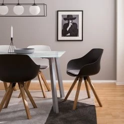 Mørteens Chaises à accoudoirs Skelde I - Matière plastique / Hévéa massif - Noir - Lot de 2 -Chaises Boutique 1000123392 201126 16390500008 MOOD DETAILS P000000001000123392 mood