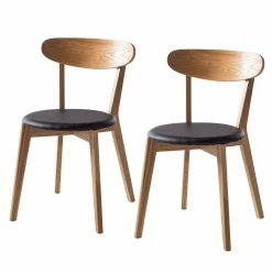 Mørteens Chaises Bogmoor (lot de 2) - imitation cuir / Frêne massif - Beige / Noir