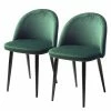 Jack & Alice Chaises capitonnées Jacklin (lot de 2) - Verre / Métal - Noir - Vert