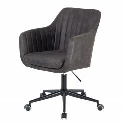 Mørteens Chaise de bureau Leedy - Imitation cuir - Gris vintage/ Noir
