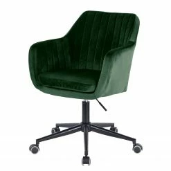 Chaises Soldes 2022 51 Jack & Alice Chaise de bureau Leezy - Velours - Vert / Noir