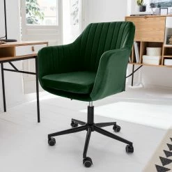 Jack & Alice Chaise de bureau Leezy - Velours - Vert / Noir -Chaises Boutique 1000123851 200701 14292400003 MOOD DETAILS P000000001000123851 mood