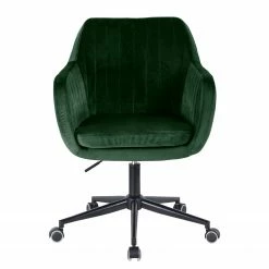 Jack & Alice Chaise de bureau Leezy - Velours - Vert / Noir -Chaises Boutique 1000123851 200701 14292500004 DETAILS P000000001000123851