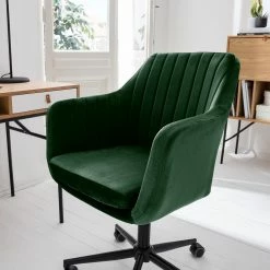 Jack & Alice Chaise de bureau Leezy - Velours - Vert / Noir -Chaises Boutique 1000123851 200701 14292800007 DETAILS P000000001000123851