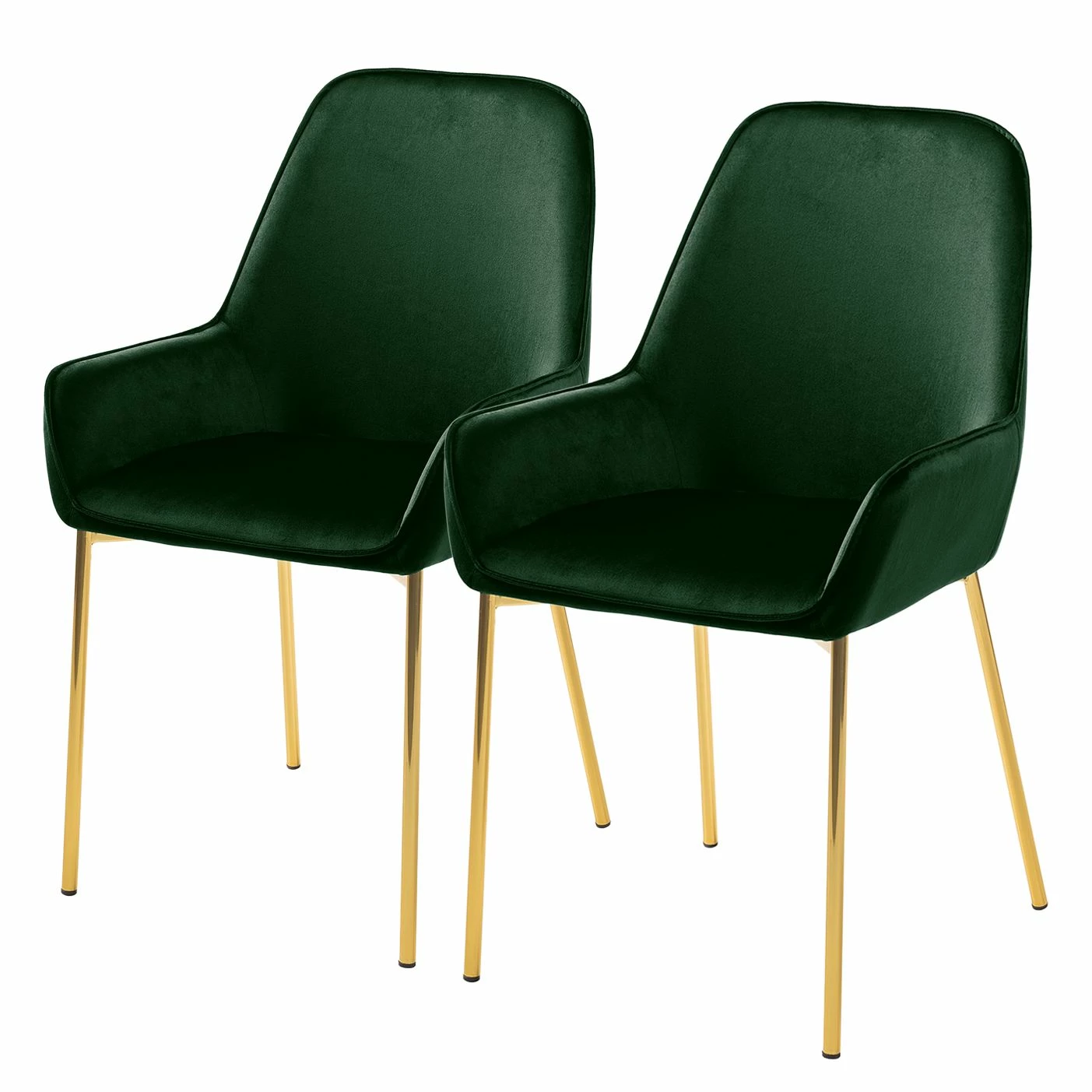 Jack & Alice Chaises capitonnées Evy (lot de 2) - Velours / Métal - Doré - Velours Sua: Vert foncé 3 Jack & Alice Chaises capitonnées Evy (lot de 2) - Velours / Métal - Doré - Velours Sua: Vert foncé