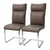 Loftscape Chaises cantilever Sarena (lot de 2) - Microfibre / Acier inoxydable - Argenté - Marron vieilli -Chaises Boutique 1000129678 181107 09034607 IMAGE P000000001000129678