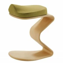 Mayer Sitzmöbel Tabouret myERCOLINO - Laine de Laneve / Placage en bois véritable - Jaune olive
