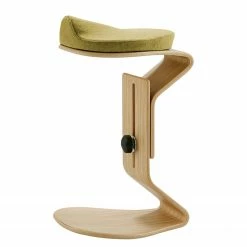 Mayer Sitzmöbel Tabouret myERCOLINO - Laine de Laneve / Placage en bois véritable - Jaune olive