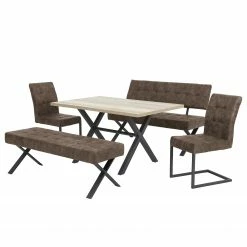 Loftscape Chaises cantilever Clyde (lot de 2) - Microfibre / Acier - Taupe vintage / Anthracite -Chaises Boutique 1000138395 201204 14524200012 DETAILS P000000001000138395