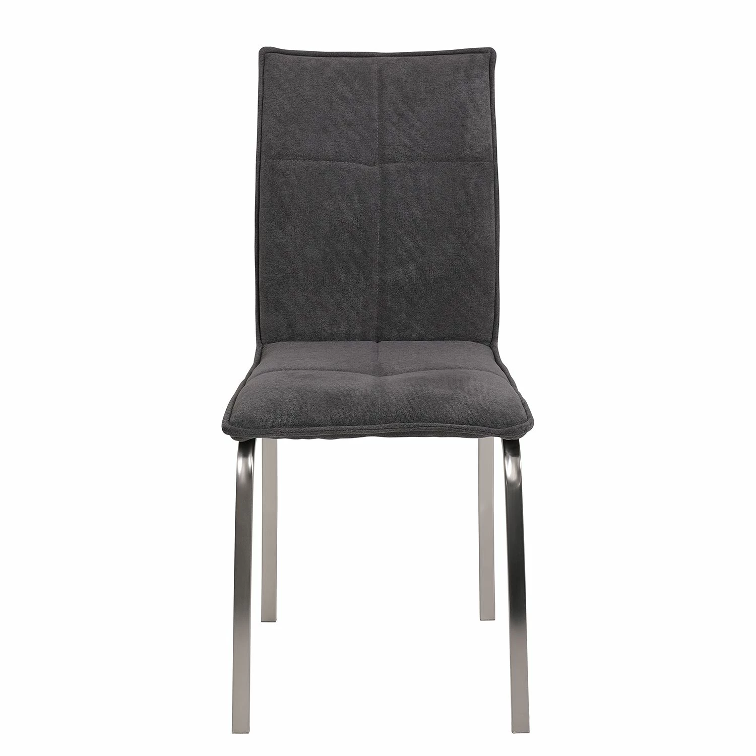 Loftscape Chaises capitonnées Roby (lot de 2) - Tissu / Acier - Anthracite / Acier inoxydable 4 Loftscape Chaises capitonnées Roby (lot de 2) - Tissu / Acier - Anthracite / Acier inoxydable – Image 2