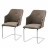 Loftscape Chaises cantilever Tibau (lot de 2) - Imitation cuir / Acier inoxydable - Taupe -Chaises Boutique 1000139405 181128 12011100006 IMAGE P000000001000139405