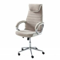 Furnitive Fauteuil de bureau Austinmer - Microfibre / Imitation cuir - Beige / Blanc