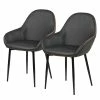 Ars manufacti Chaises à accoudoirs Kia (lot de 2) - Imitation cuir / Métal - Gris foncé / Noir -Chaises Boutique 1000163190 190315 15245400040 IMAGE P000000001000163190