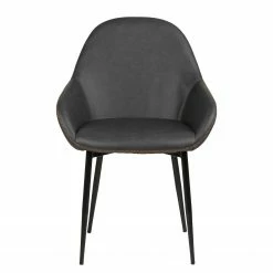 Ars manufacti Chaises à accoudoirs Kia (lot de 2) - Imitation cuir / Métal - Gris foncé / Noir -Chaises Boutique 1000163190 190315 15245400042 GALLERYIMAGES P000000001000163190