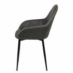 Ars manufacti Chaises à accoudoirs Kia (lot de 2) - Imitation cuir / Métal - Gris foncé / Noir -Chaises Boutique 1000163190 190315 15245400043 GALLERYIMAGES P000000001000163190