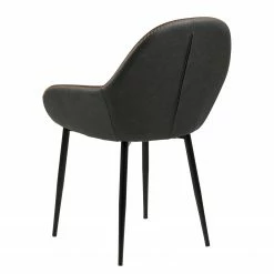 Ars manufacti Chaises à accoudoirs Kia (lot de 2) - Imitation cuir / Métal - Gris foncé / Noir -Chaises Boutique 1000163190 190315 15245400044 GALLERYIMAGES P000000001000163190