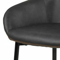 Ars manufacti Chaises à accoudoirs Kia (lot de 2) - Imitation cuir / Métal - Gris foncé / Noir -Chaises Boutique 1000163190 190315 15245400047 GALLERYIMAGES P000000001000163190