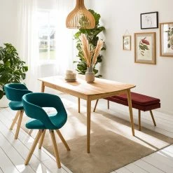 Mørteens Chaise à accoudoirs Buggio - Tissu / Hévéa massif - Tissu Cors: Pétrole - 1 chaise -Chaises Boutique 1000164525 210208 08242400026 MOOD DETAILS P000000001000164525 mood