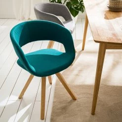 Mørteens Chaise à accoudoirs Buggio - Tissu / Hévéa massif - Tissu Cors: Pétrole - 1 chaise -Chaises Boutique 1000164525 210208 08242400027 MOOD DETAILS P000000001000164525 mood