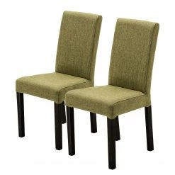 Ars Natura Chaises Flen II (lot de 2) - Tissu / Hêtre massif - Hêtre - Vert olive - Hêtre foncé