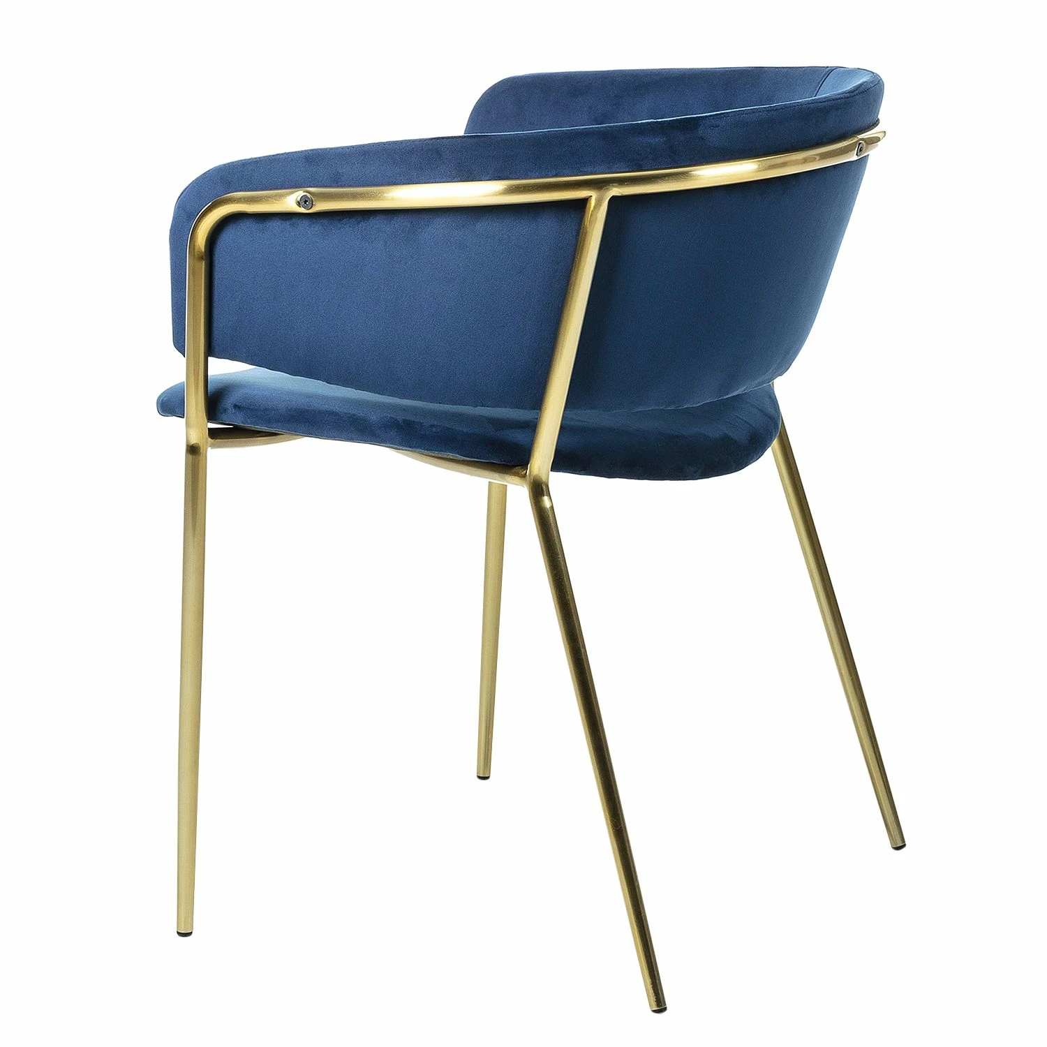 Jack & Alice Chaise à accoudoirs Vilhena I (lot de 2) - Velours / Acier - Doré - Bleu foncé 5 Jack & Alice Chaise à accoudoirs Vilhena I (lot de 2) - Velours / Acier - Doré - Bleu foncé – Image 3