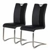 Fredriks Chaises cantilever Ratos (lot de 2) - Imitation cuir / Acier inoxydable - Noir -Chaises Boutique 1000169678 220404 010 IMAGE P000000001000169678