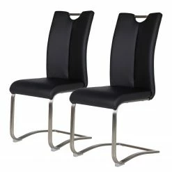 Fredriks Chaises cantilever Ratos (lot de 2) - Imitation cuir / Acier inoxydable - Noir