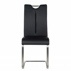 Fredriks Chaises cantilever Ratos (lot de 2) - Imitation cuir / Acier inoxydable - Noir -Chaises Boutique 1000169678 220404 030 DETAILS P000000001000169678