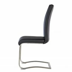 Fredriks Chaises cantilever Ratos (lot de 2) - Imitation cuir / Acier inoxydable - Noir -Chaises Boutique 1000169678 220404 031 DETAILS P000000001000169678