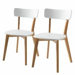 Mørteens Chaises Rob (lot de 2) - Partiellement en frêne massif - Blanc / Frêne