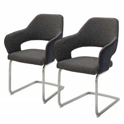 Loftscape Chaises cantilever Savega (lot de 2) - Tissu / Acier inoxydable - Gris foncé