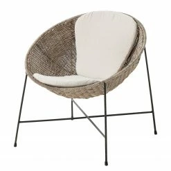 Ars manufacti Chaises à accoudoirs Metti - Rotin / Acier - Naturel / Noir