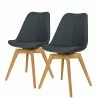 Tenzo Chaises Gina II (lot de 2) - Tissu / Chêne massif - Anthracite / Chêne